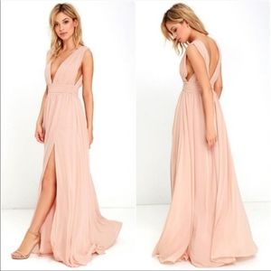 Lulus Heavenly Hues blush maxi dress